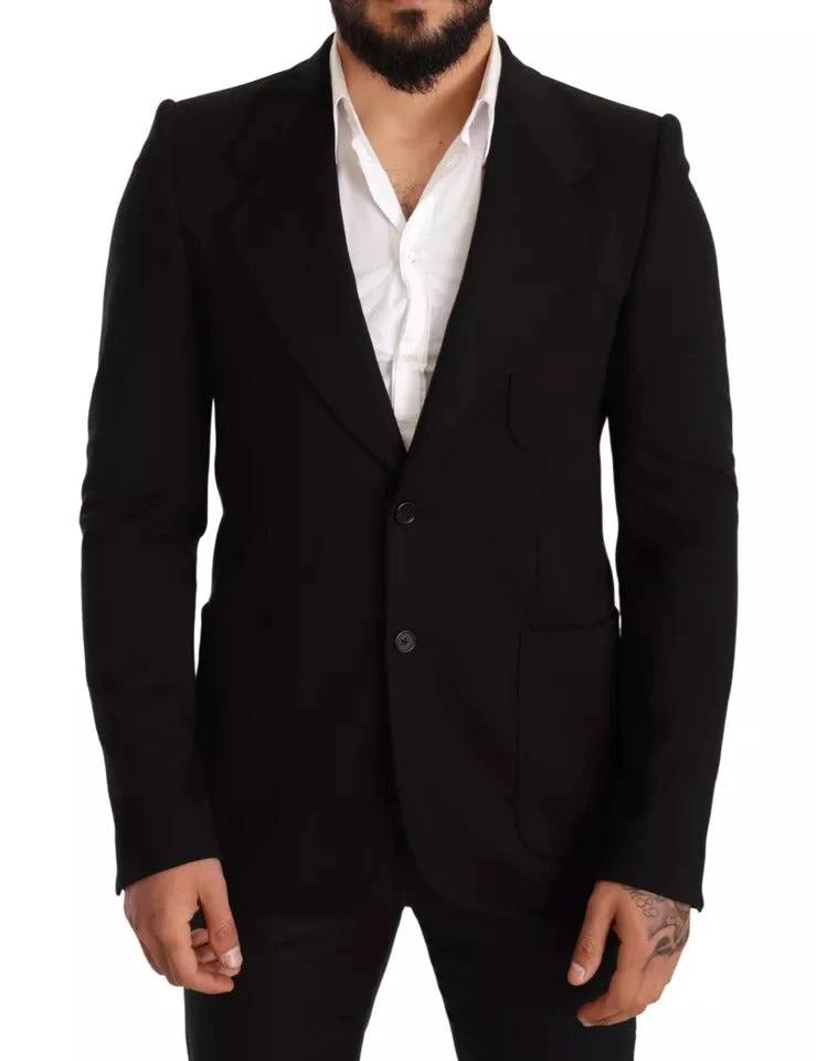 Dolce & Gabbana Black Wool Slim Fit Coat Jacket Blazer by Dolce & Gabbana