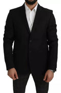 Dolce & Gabbana Black Wool Slim Fit Notch Jacket Blazer by Dolce & Gabbana