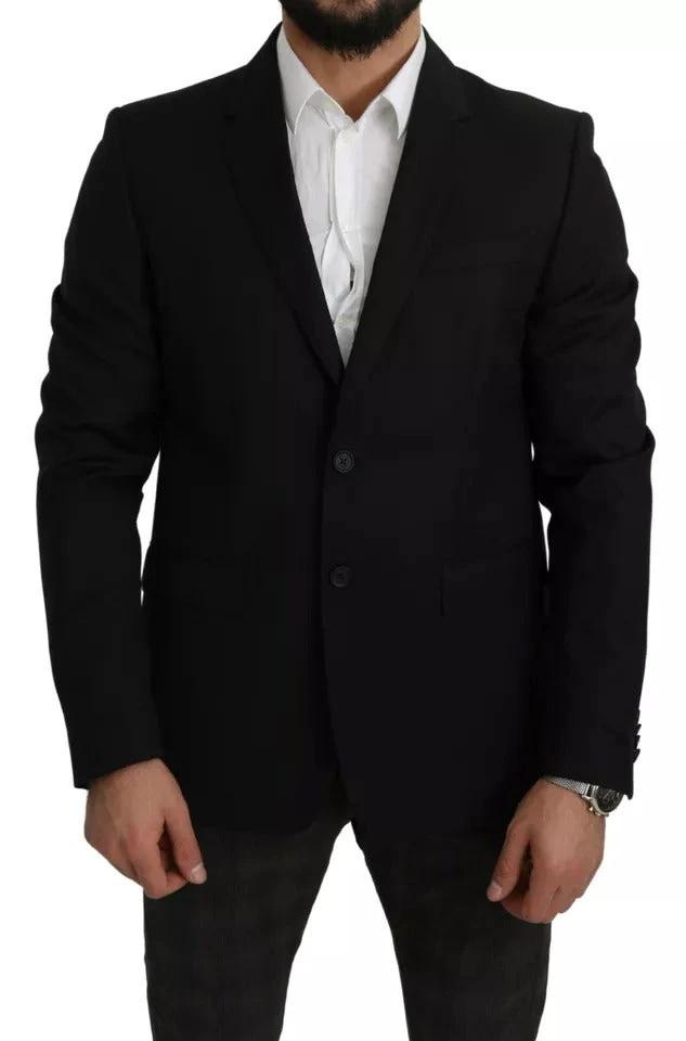 Dolce & Gabbana Black Wool Slim Fit Notch Jacket Blazer by Dolce & Gabbana