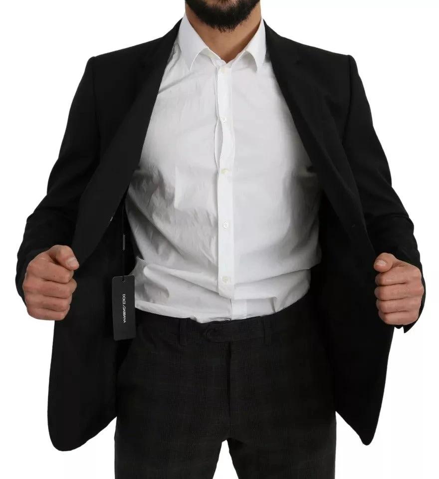 Dolce & Gabbana Black Wool Slim Fit Notch Jacket Blazer by Dolce & Gabbana