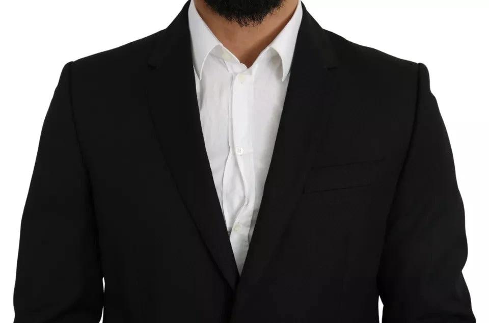 Dolce & Gabbana Black Wool Slim Fit Notch Jacket Blazer by Dolce & Gabbana
