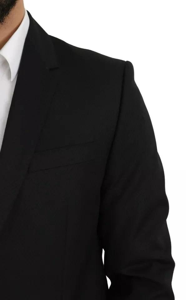 Dolce & Gabbana Black Wool Slim Fit Notch Jacket Blazer by Dolce & Gabbana
