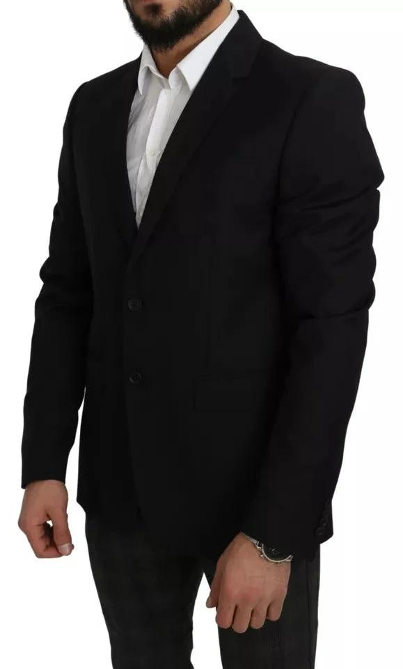 Dolce & Gabbana Black Wool Slim Fit Notch Jacket Blazer by Dolce & Gabbana