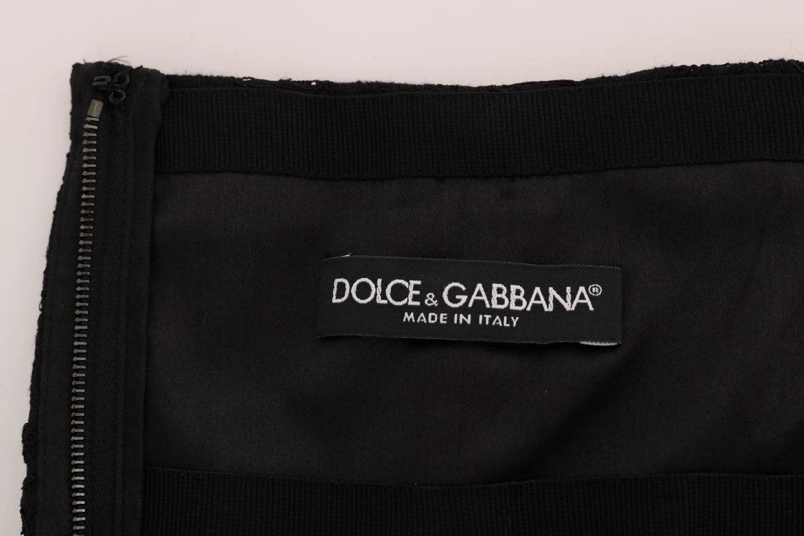 Dolce & Gabbana Black Floral Cutout Lace A-Line Skirt by Dolce & Gabbana