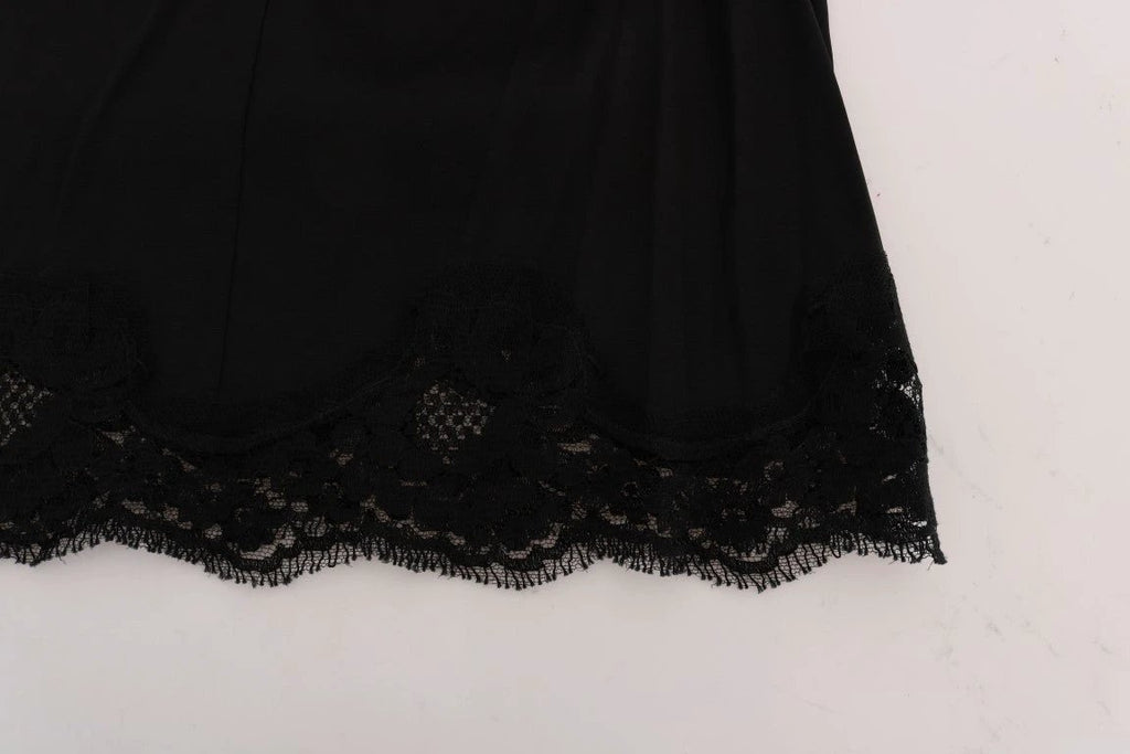 Dolce & Gabbana Black Floral Cutout Lace A-Line Skirt by Dolce & Gabbana
