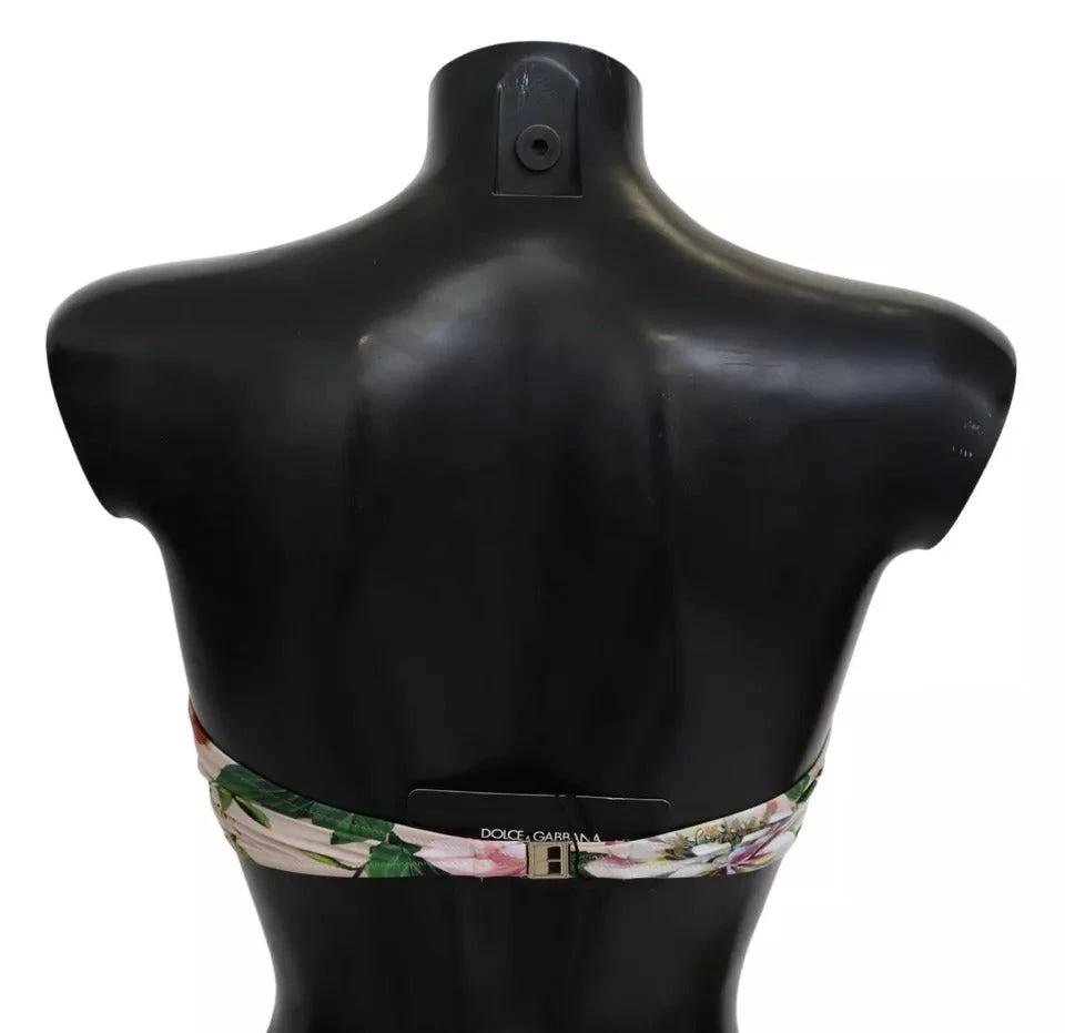 Dolce & Gabbana Pink Floral Print Swimsuit Beachwear Bikini Top by Dolce & Gabbana
