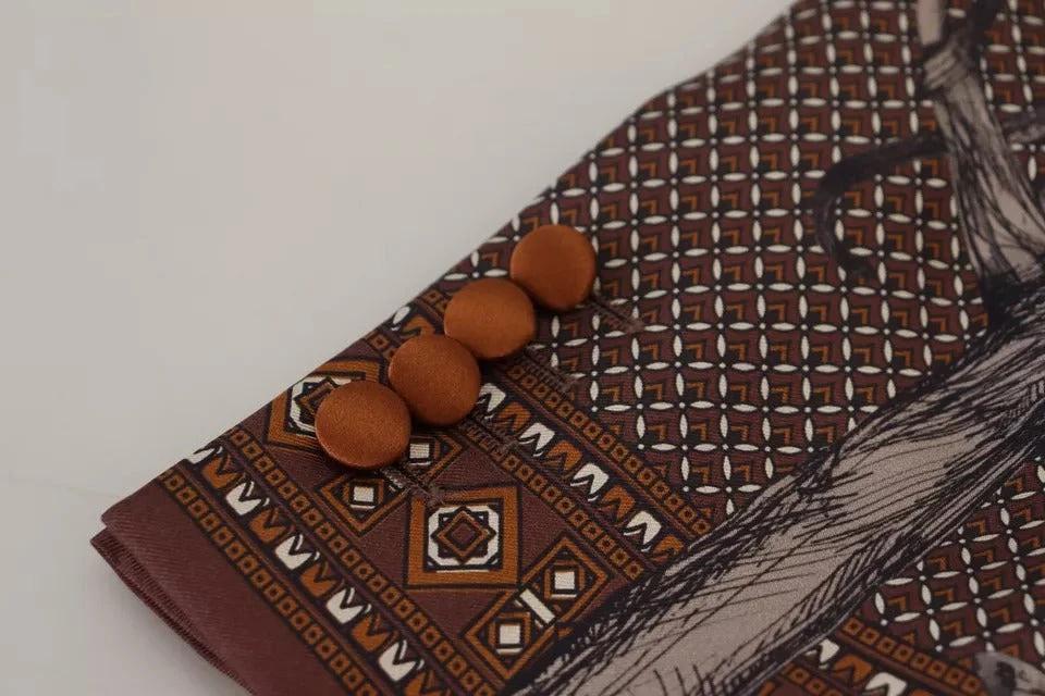 Dolce & Gabbana Bronze Monkey Print Silk Slim Jacket Blazer by Dolce & Gabbana