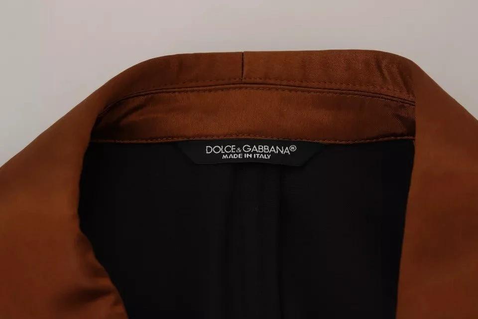 Dolce & Gabbana Bronze Monkey Print Silk Slim Jacket Blazer by Dolce & Gabbana