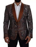 Dolce & Gabbana Bronze Monkey Print Silk Slim Jacket Blazer by Dolce & Gabbana
