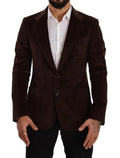 Dolce & Gabbana Brown Corduroy Slim Fit Coat DG Logo Blazer by Dolce & Gabbana