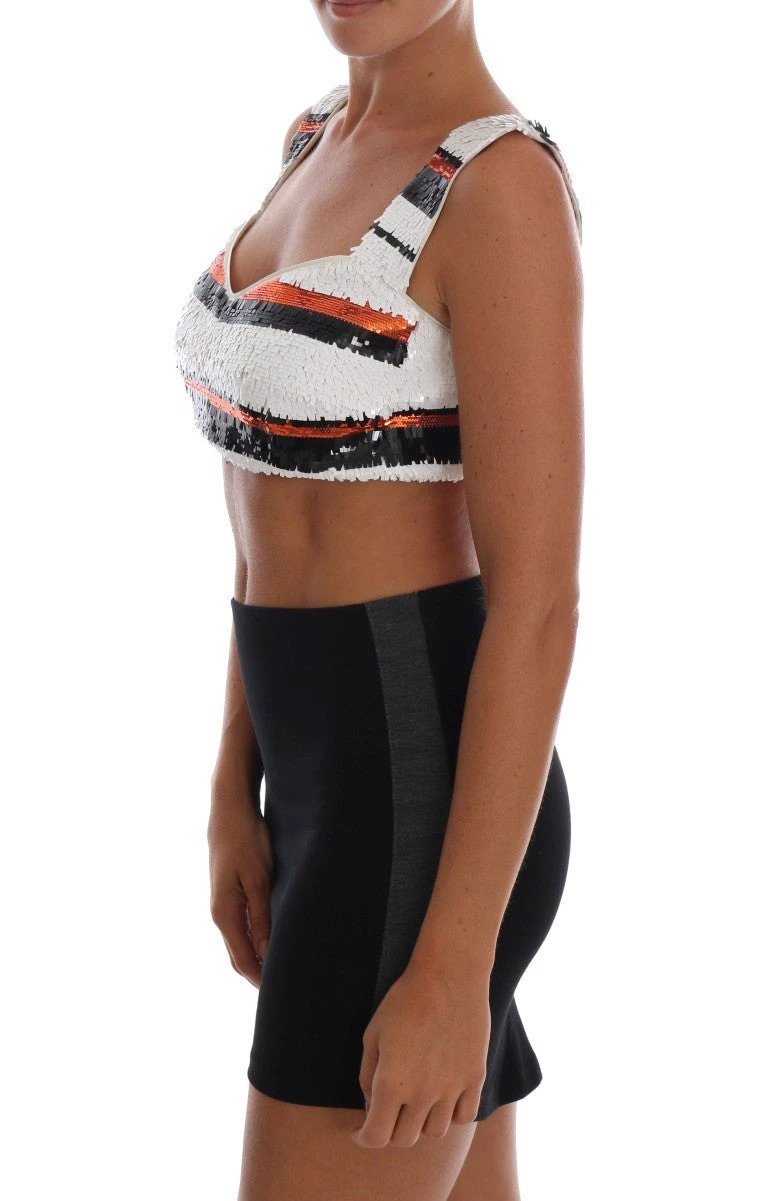 Dolce & Gabbana Multicolor Sequined Stretch Bustier Top by Dolce & Gabbana
