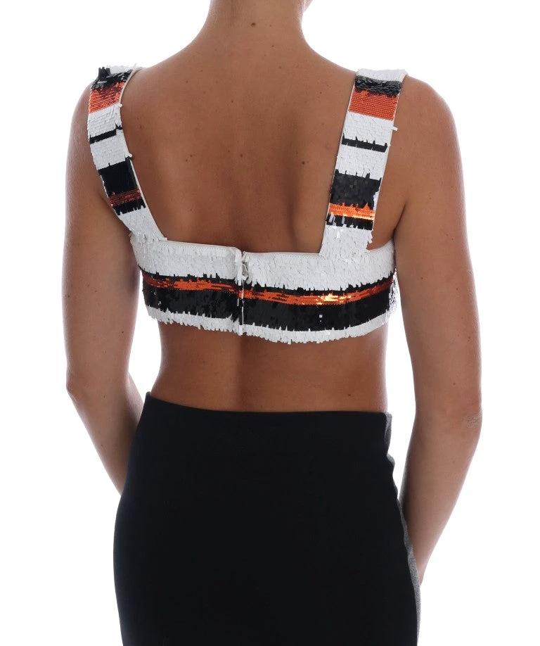 Dolce & Gabbana Multicolor Sequined Stretch Bustier Top by Dolce & Gabbana