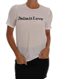 Dolce & Gabbana White Silk ITALIA IS LOVE Blouse T-shirt by Dolce & Gabbana