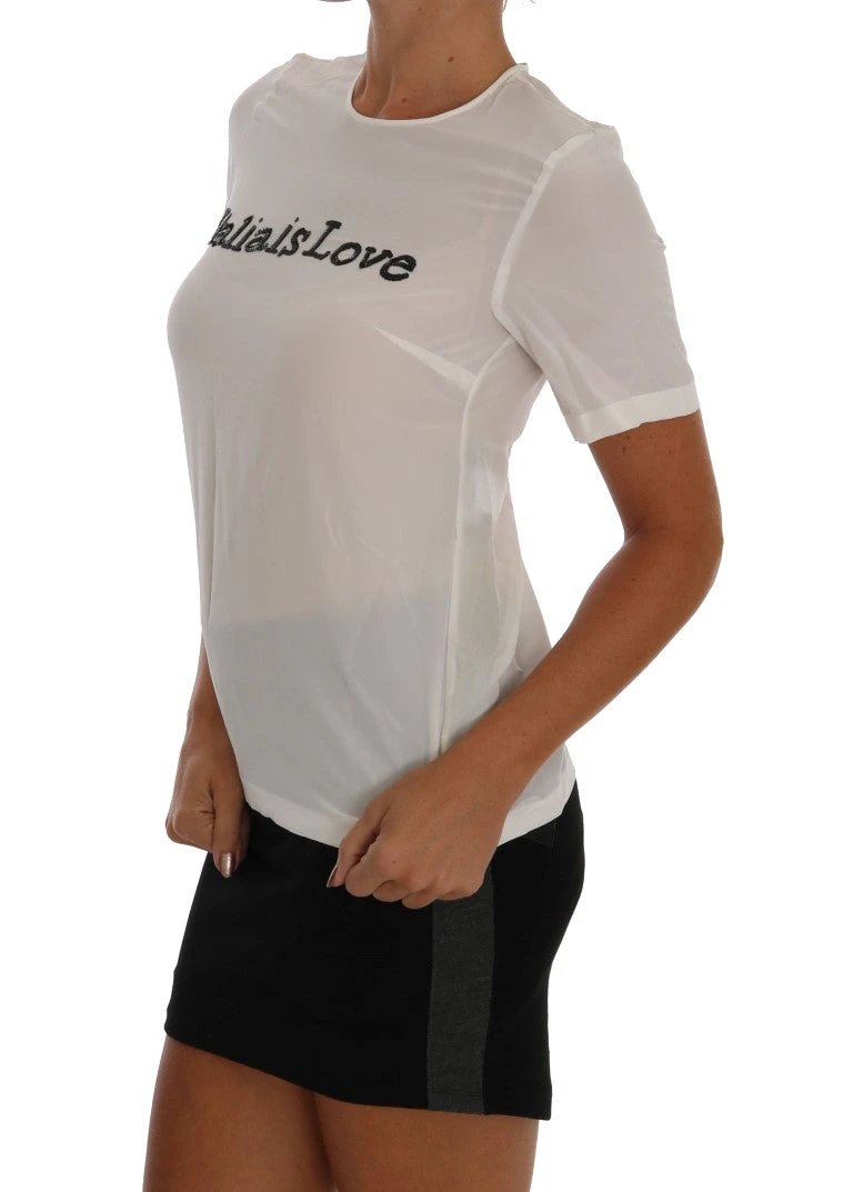 Dolce & Gabbana White Silk ITALIA IS LOVE Blouse T-shirt by Dolce & Gabbana