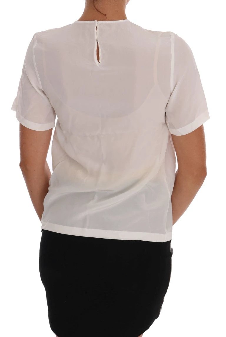 Dolce & Gabbana White Silk ITALIA IS LOVE Blouse T-shirt by Dolce & Gabbana
