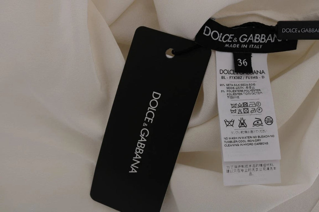 Dolce & Gabbana White Silk ITALIA IS LOVE Blouse T-shirt by Dolce & Gabbana