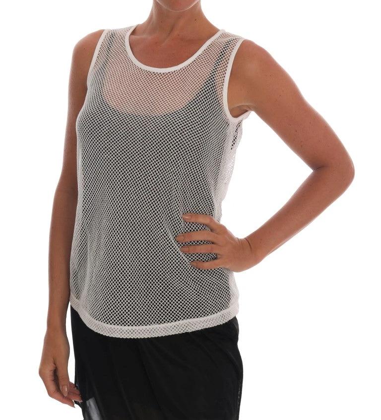 Dolce & Gabbana White Net Tank Transparent Top by Dolce & Gabbana