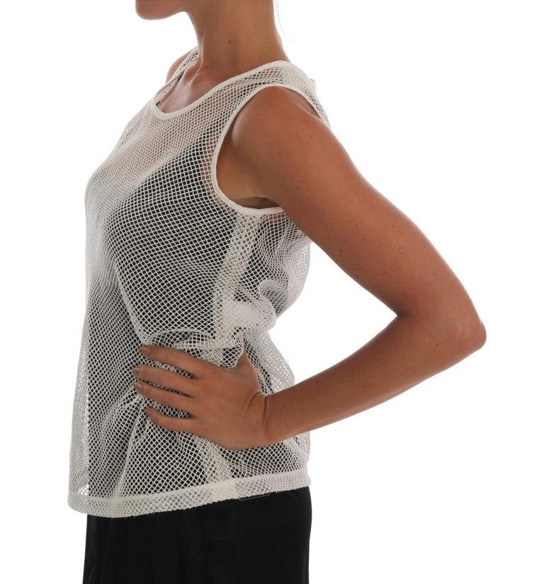 Dolce & Gabbana White Net Tank Transparent Top by Dolce & Gabbana