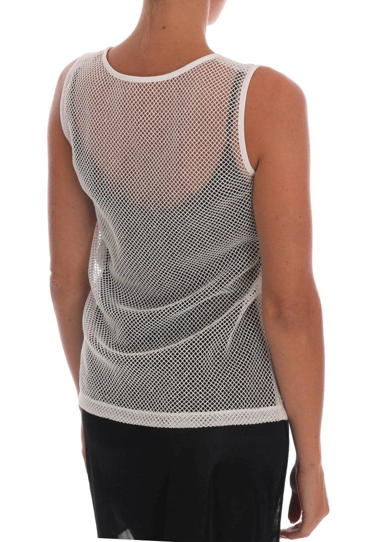 Dolce & Gabbana White Net Tank Transparent Top by Dolce & Gabbana
