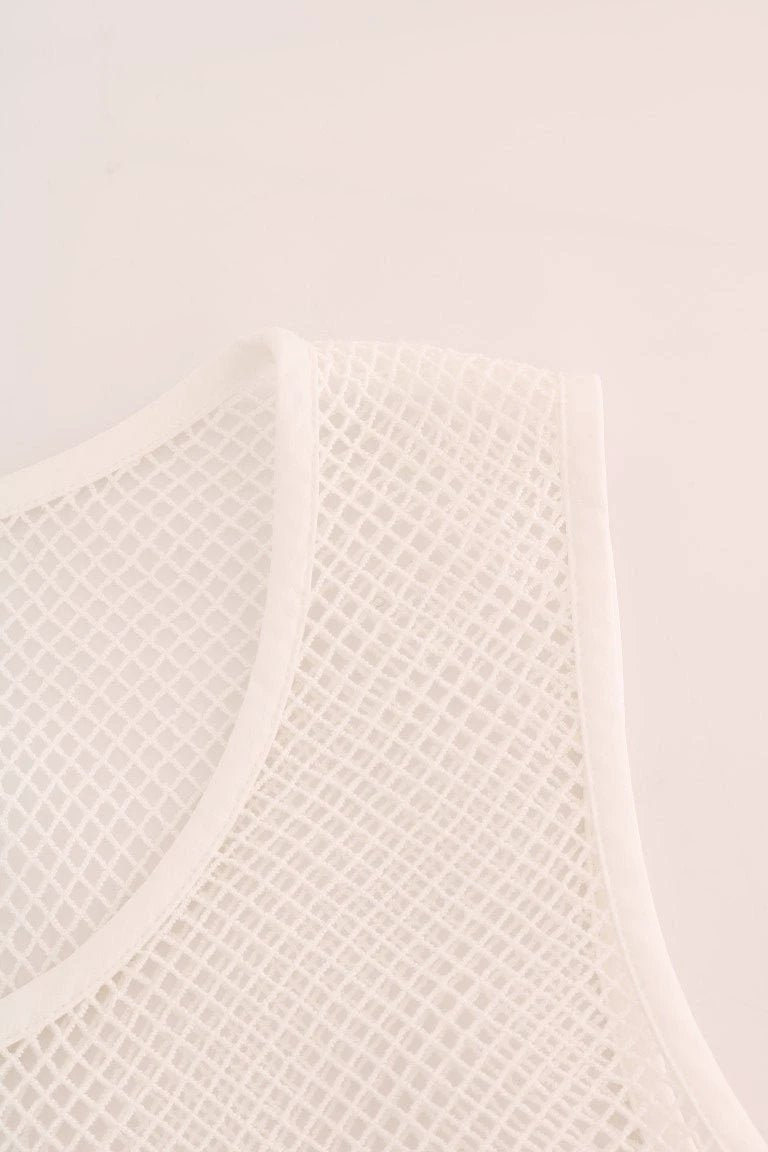 Dolce & Gabbana White Net Tank Transparent Top by Dolce & Gabbana