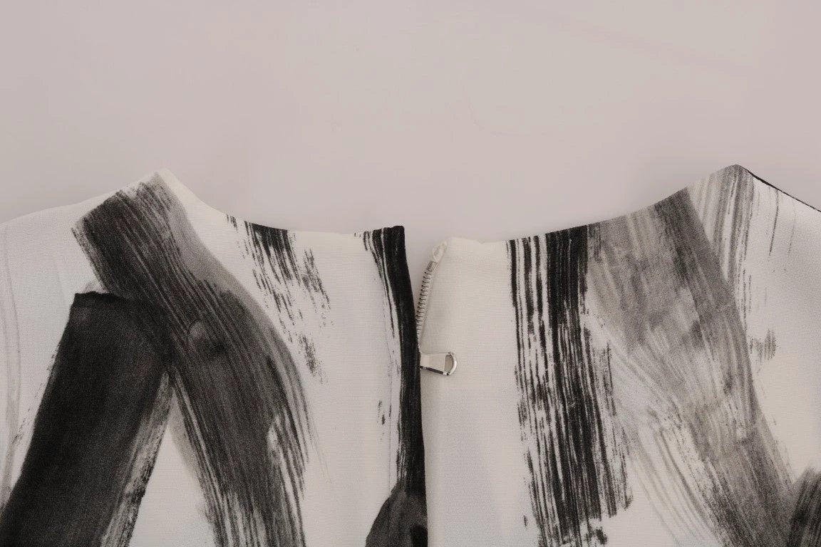 Dolce & Gabbana White Black Striped Printed Blouse Top by Dolce & Gabbana