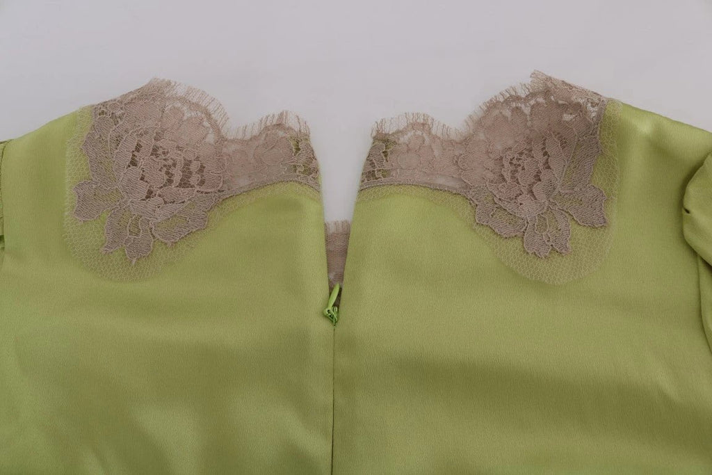 Dolce & Gabbana Green Silk Stretch Blouse Top by Dolce & Gabbana