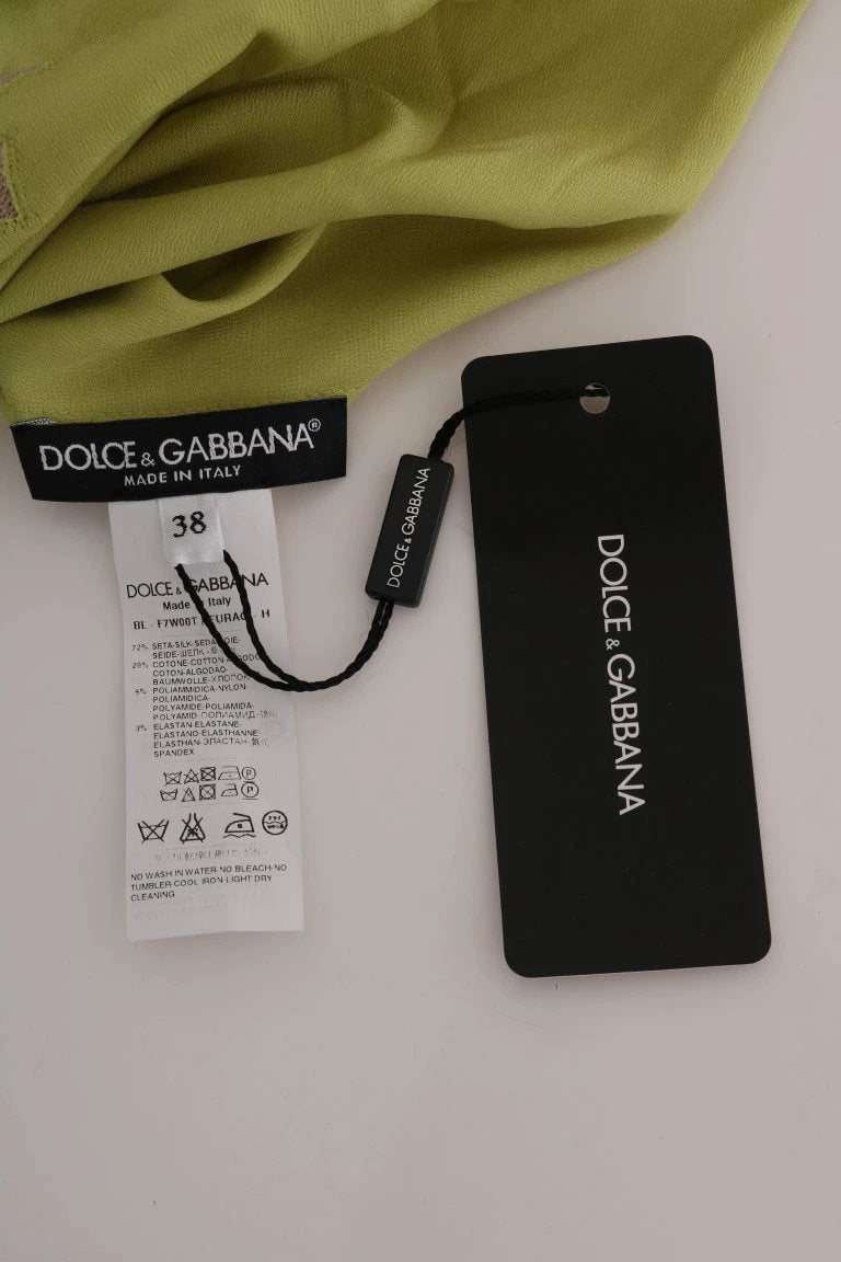 Dolce & Gabbana Green Silk Stretch Blouse Top by Dolce & Gabbana