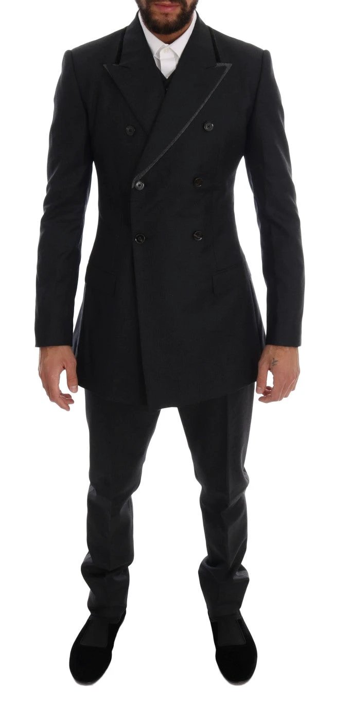 Dolce & Gabbana Gray Wool Double Breasted 3 Piece Suit by Dolce & Gabbana