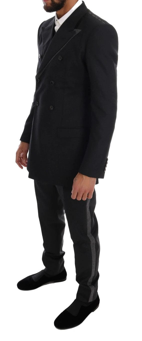 Dolce & Gabbana Gray Wool Double Breasted 3 Piece Suit by Dolce & Gabbana