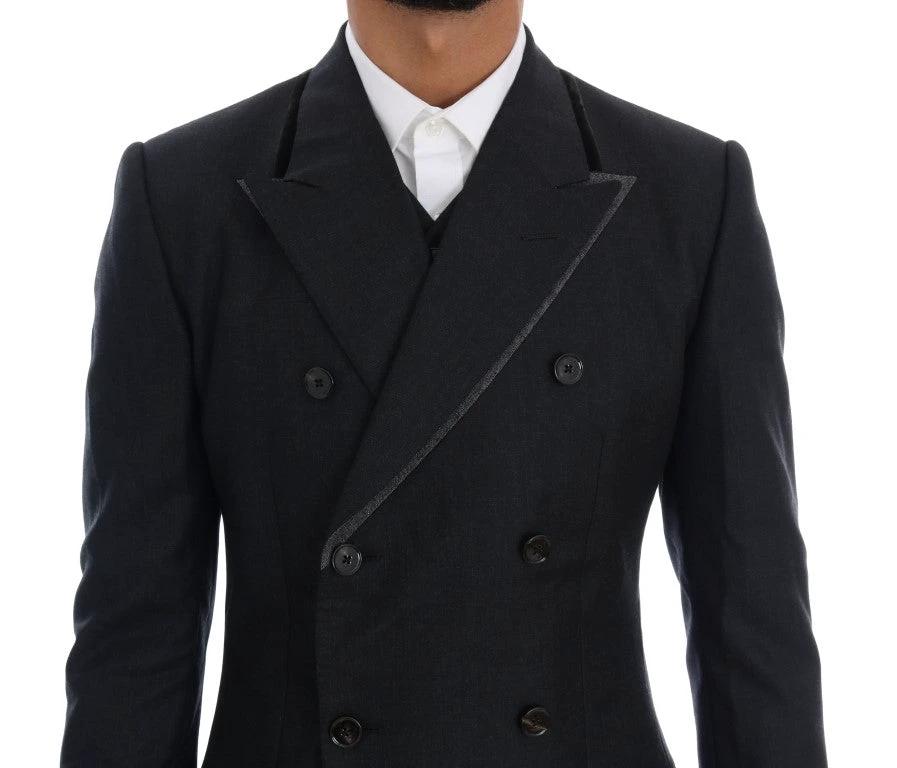 Dolce & Gabbana Gray Wool Double Breasted 3 Piece Suit by Dolce & Gabbana