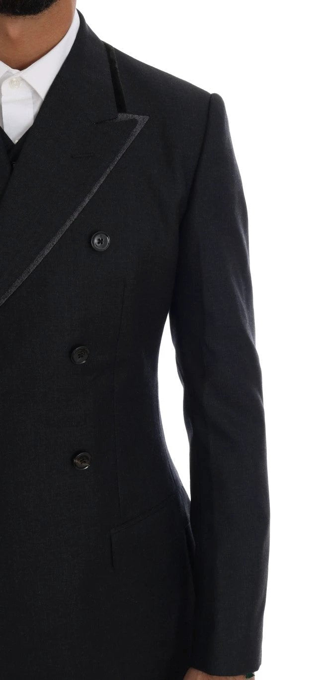 Dolce & Gabbana Gray Wool Double Breasted 3 Piece Suit by Dolce & Gabbana