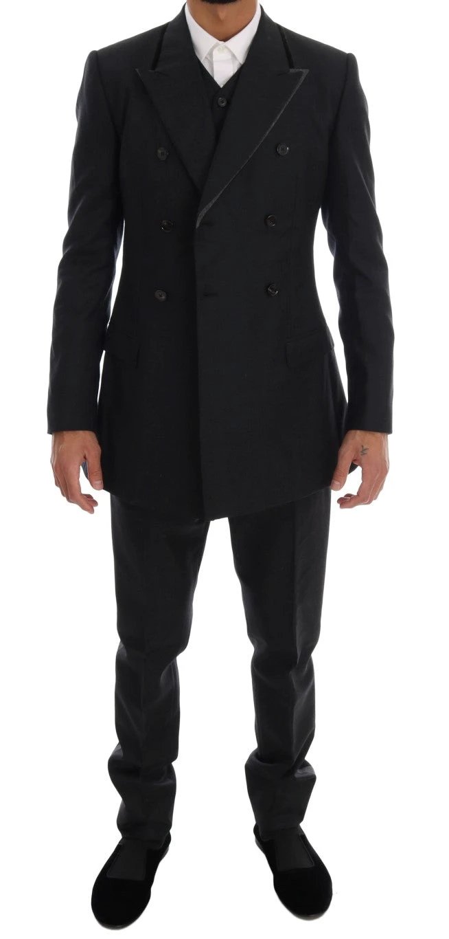 Dolce & Gabbana Gray Wool Double Breasted 3 Piece Suit by Dolce & Gabbana