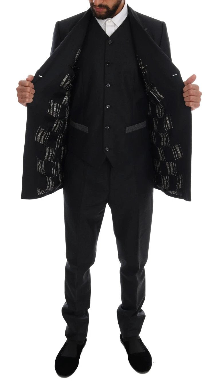 Dolce & Gabbana Gray Wool Double Breasted 3 Piece Suit by Dolce & Gabbana