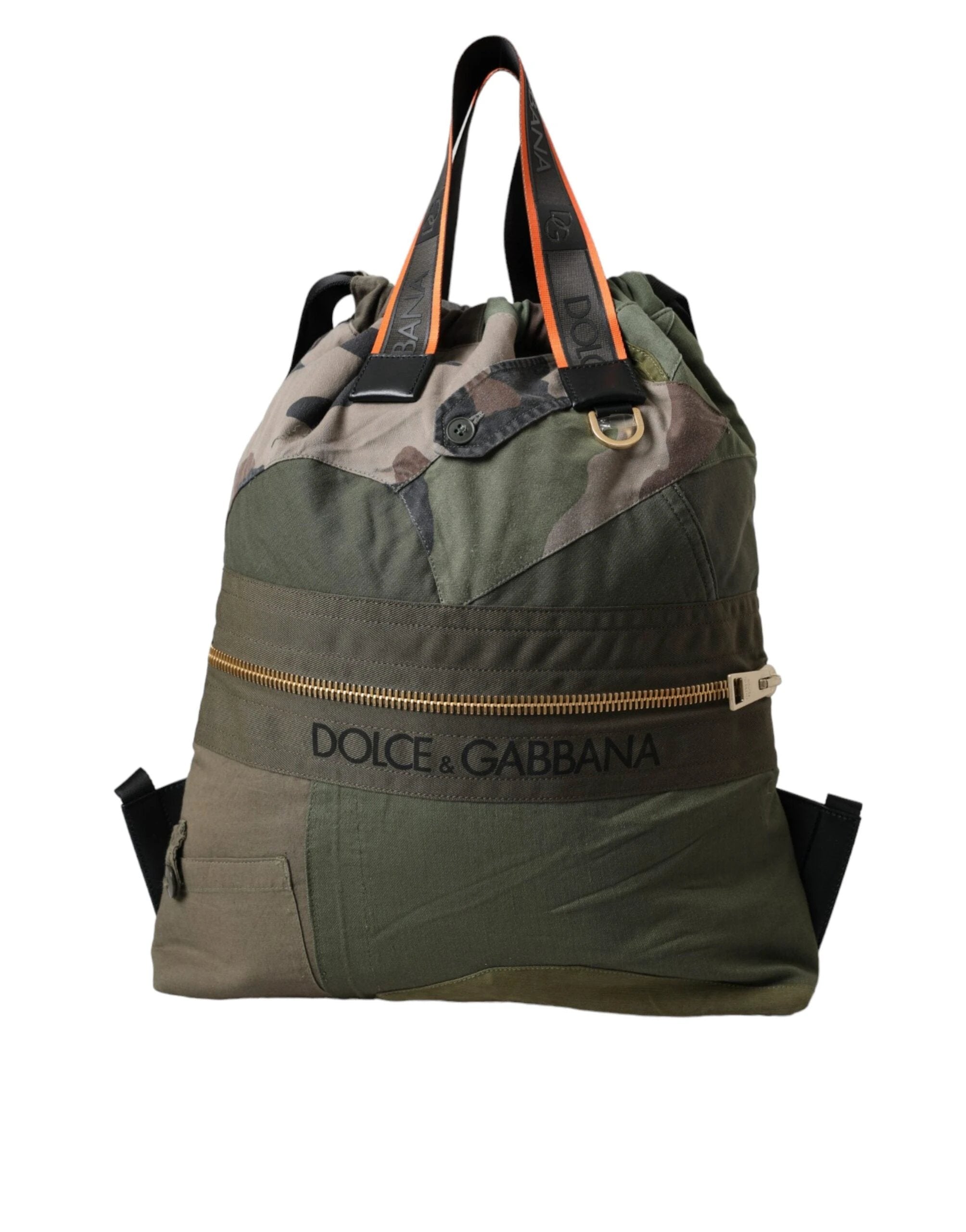 Dolce & Gabbana Military Green Patchwork Rucksack Backpack Bag by Dolce & Gabbana