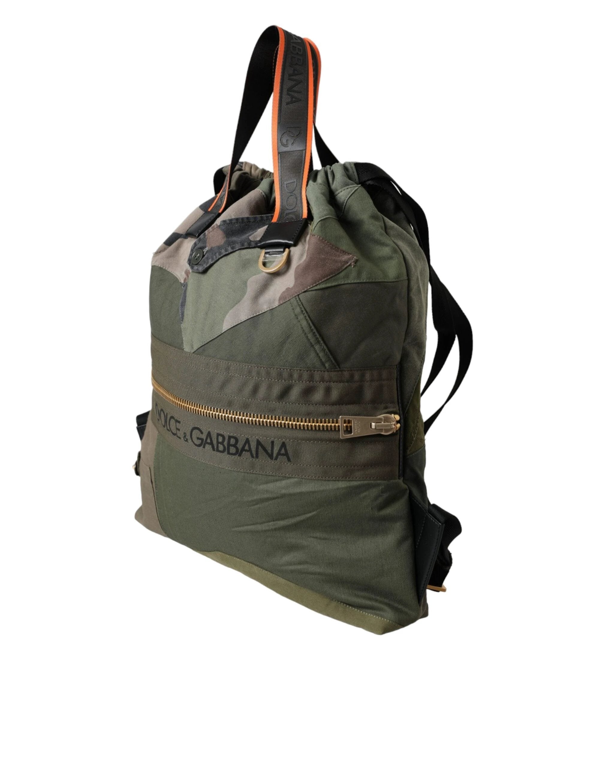 Dolce & Gabbana Military Green Patchwork Rucksack Backpack Bag by Dolce & Gabbana