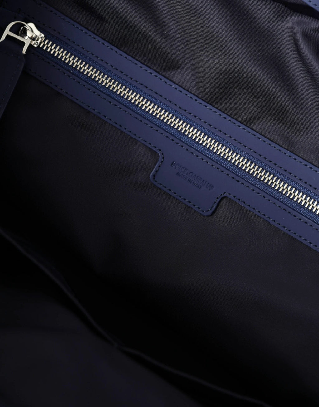 Dolce & Gabbana Blue Nylon Calfskin Hand Shoulder Duffel Bag by Dolce & Gabbana