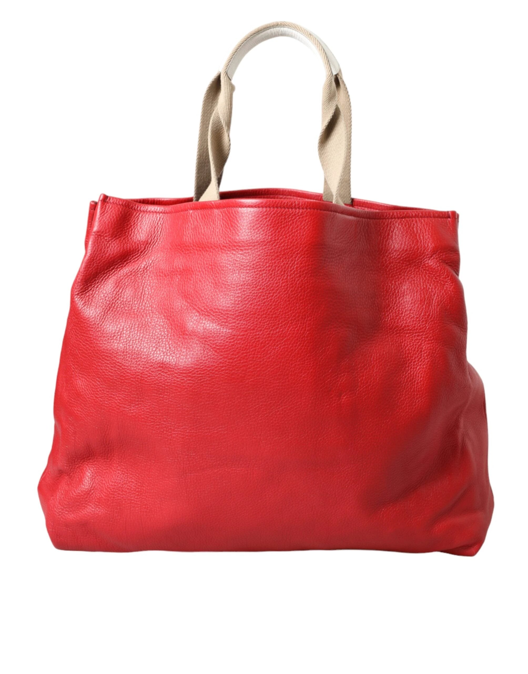 Dolce & Gabbana Red Leather #DGFamily Patch Shopping Tote Bag by Dolce & Gabbana