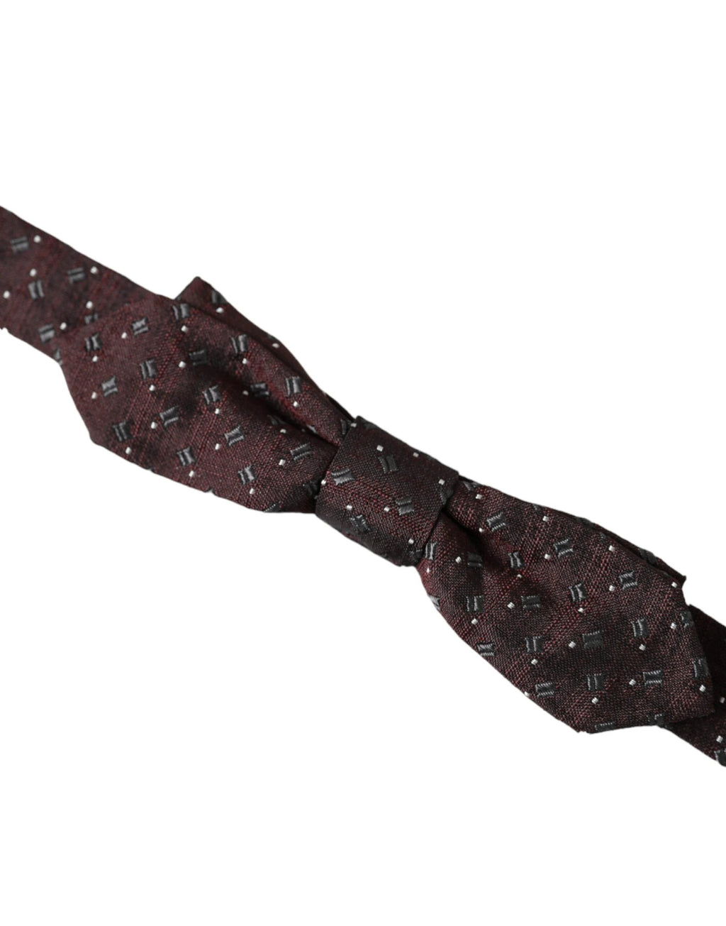 Dolce & Gabbana Maroon Silk Patterned Adjustable Neck Papillon Bow Tie by Dolce & Gabbana