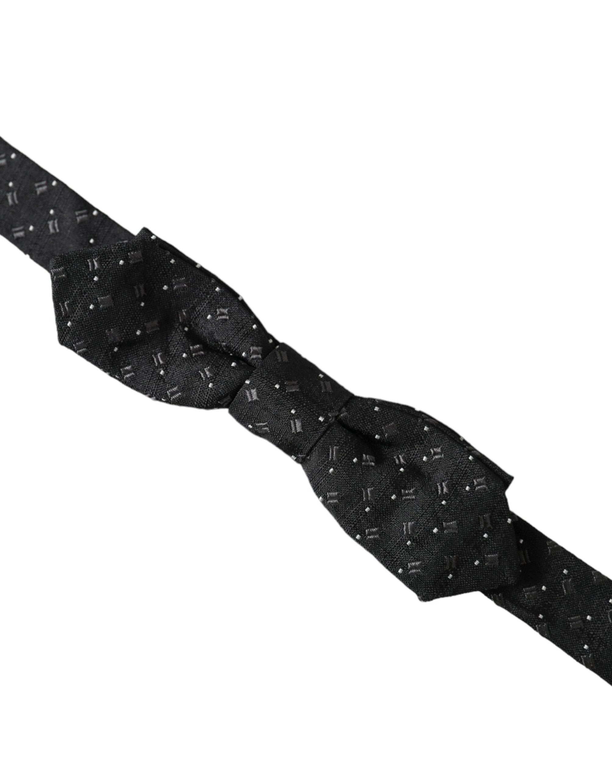 Dolce & Gabbana Black Silk Patterned Adjustable Neck Men Papillon Bow Tie by Dolce & Gabbana