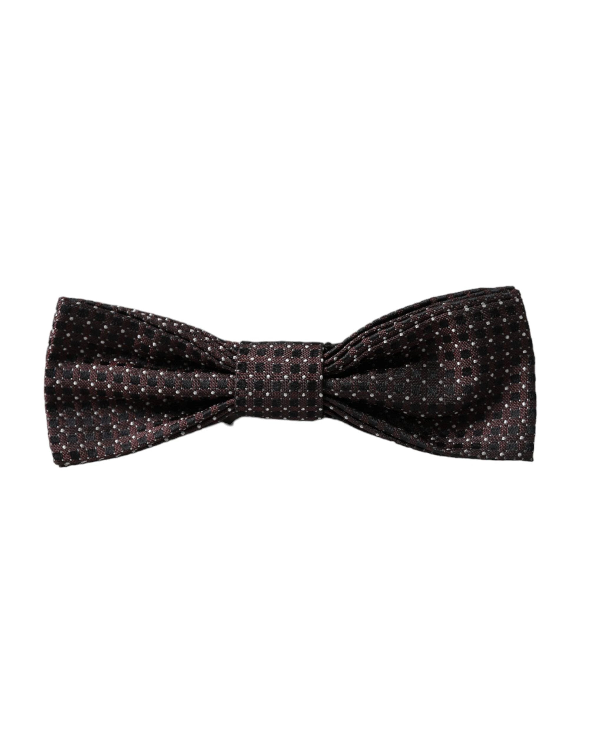 Dolce & Gabbana Brown Fantasy Silk Adjustable Neck Men Papillon Bow Tie by Dolce & Gabbana