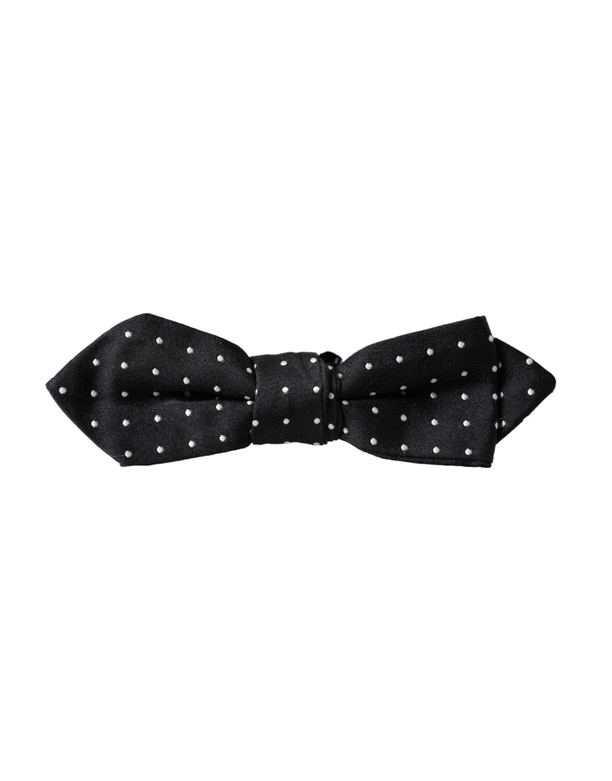 Dolce & Gabbana Black Silk Polka Dot Adjustable Neck Men Papillon Bow Tie by Dolce & Gabbana