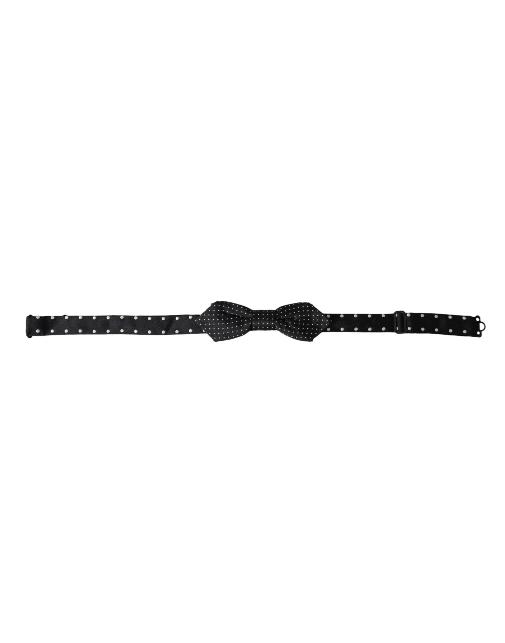 Dolce & Gabbana Black Silk Polka Dot Adjustable Neck Men Papillon Bow Tie by Dolce & Gabbana