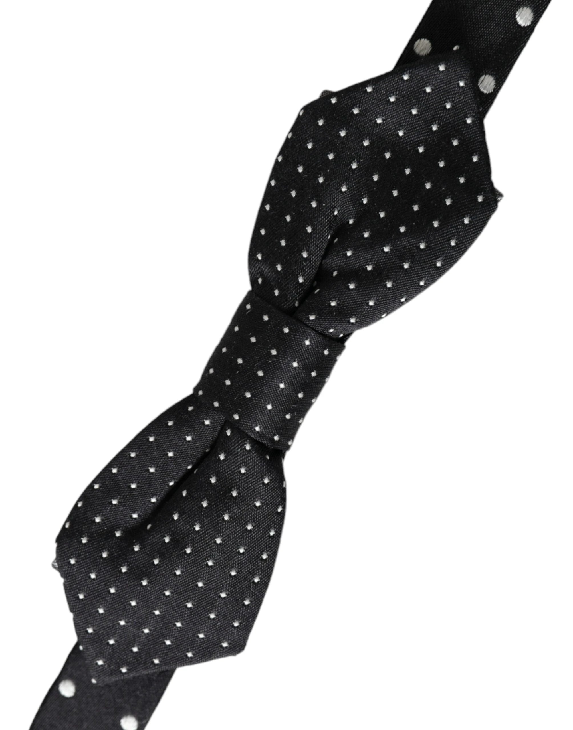 Dolce & Gabbana Black Silk Polka Dot Adjustable Neck Men Papillon Bow Tie by Dolce & Gabbana