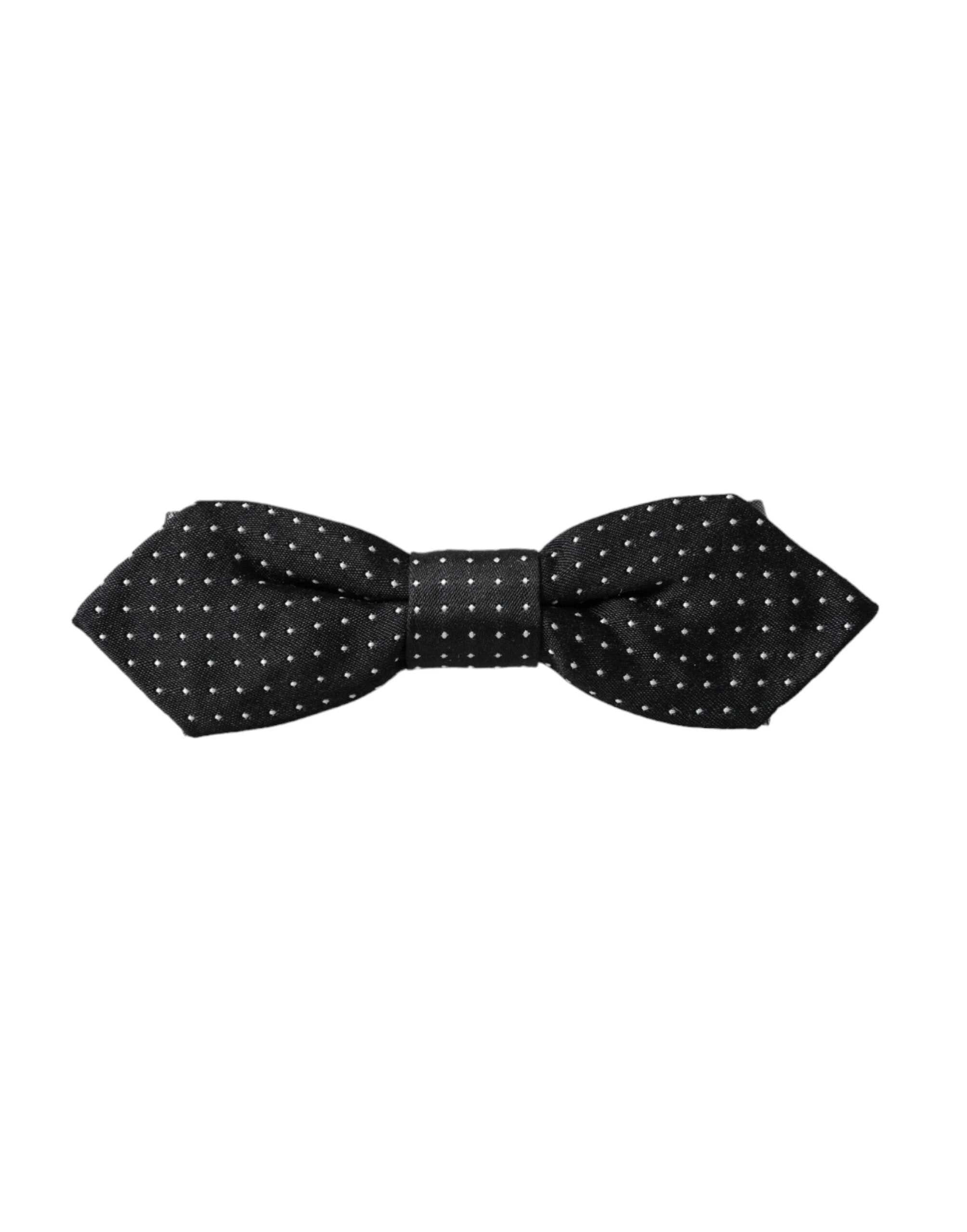 Dolce & Gabbana Black Silk Polka Dot Adjustable Neck Men Papillon Bow Tie by Dolce & Gabbana