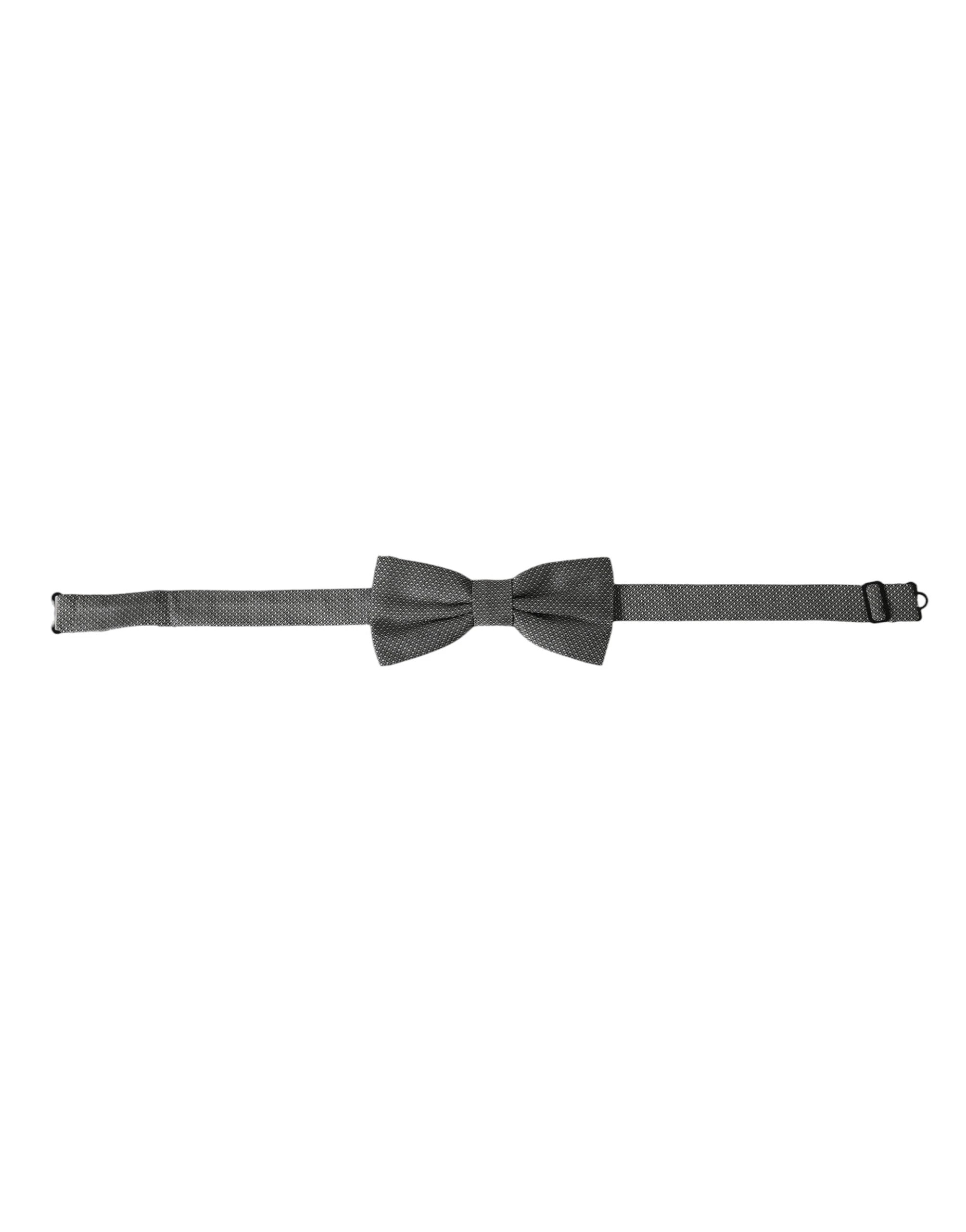 Dolce & Gabbana Gray Silk Patterned Adjustable Neck Men Papillon Bow Tie by Dolce & Gabbana