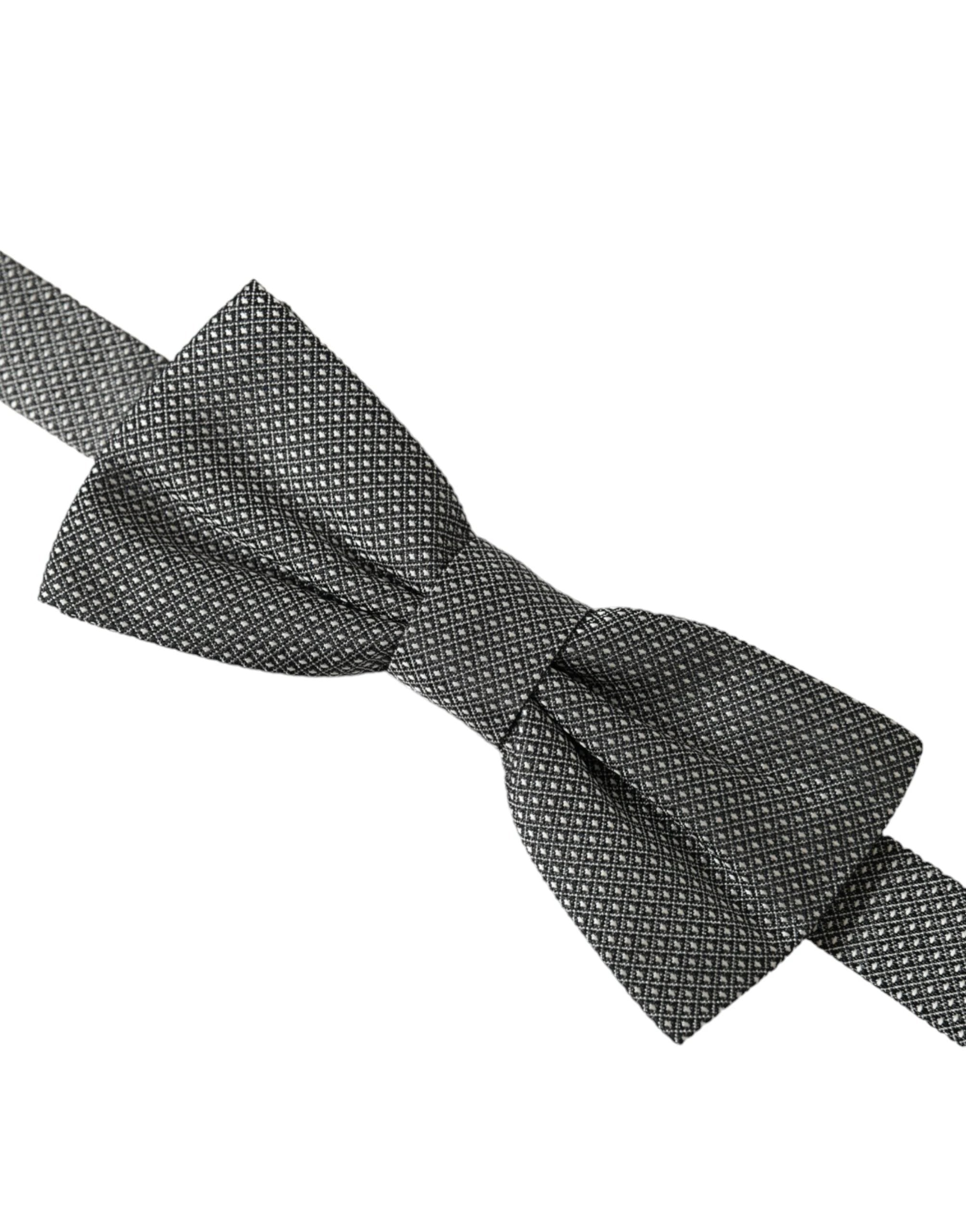 Dolce & Gabbana Gray Silk Patterned Adjustable Neck Men Papillon Bow Tie by Dolce & Gabbana