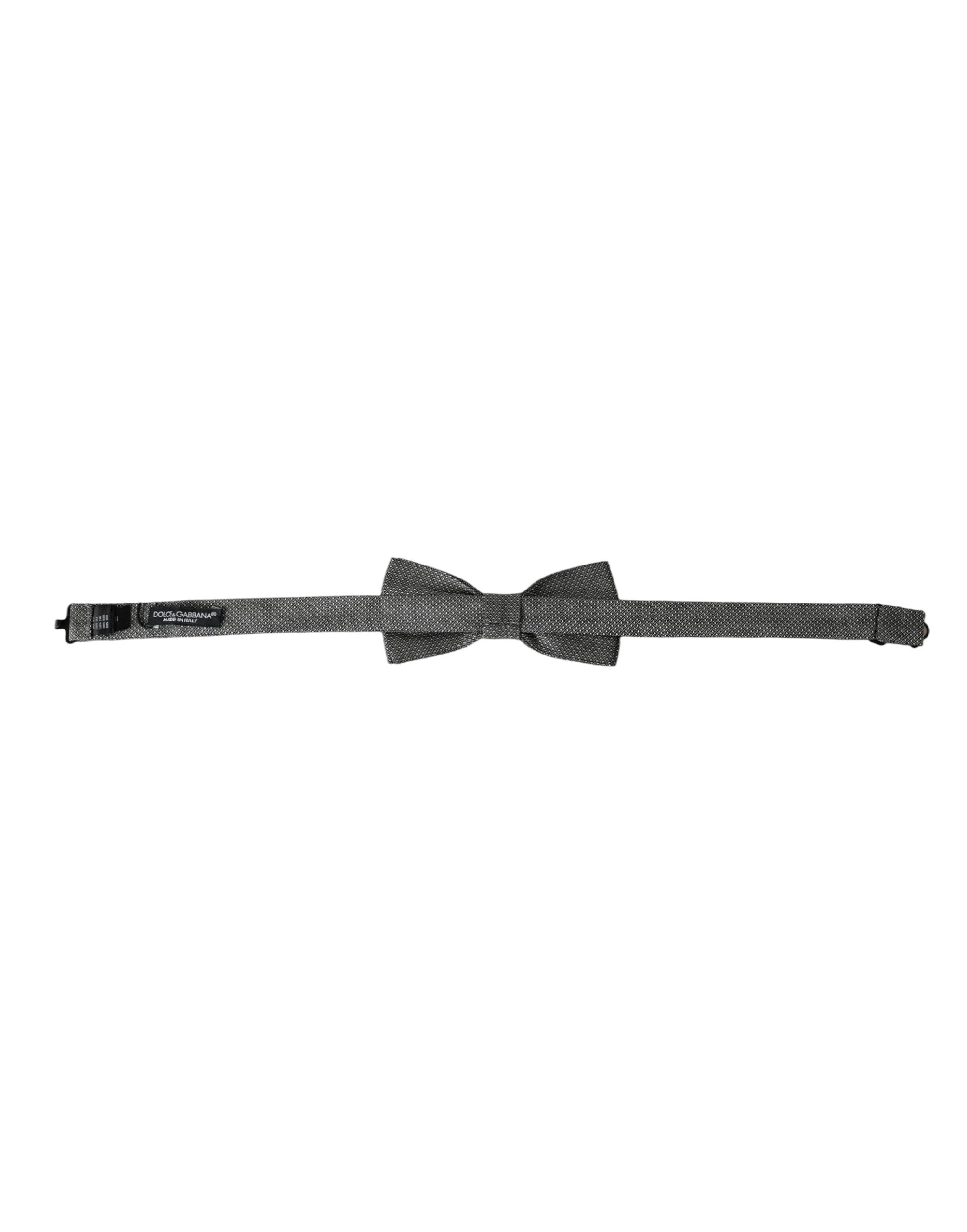 Dolce & Gabbana Gray Silk Patterned Adjustable Neck Men Papillon Bow Tie by Dolce & Gabbana
