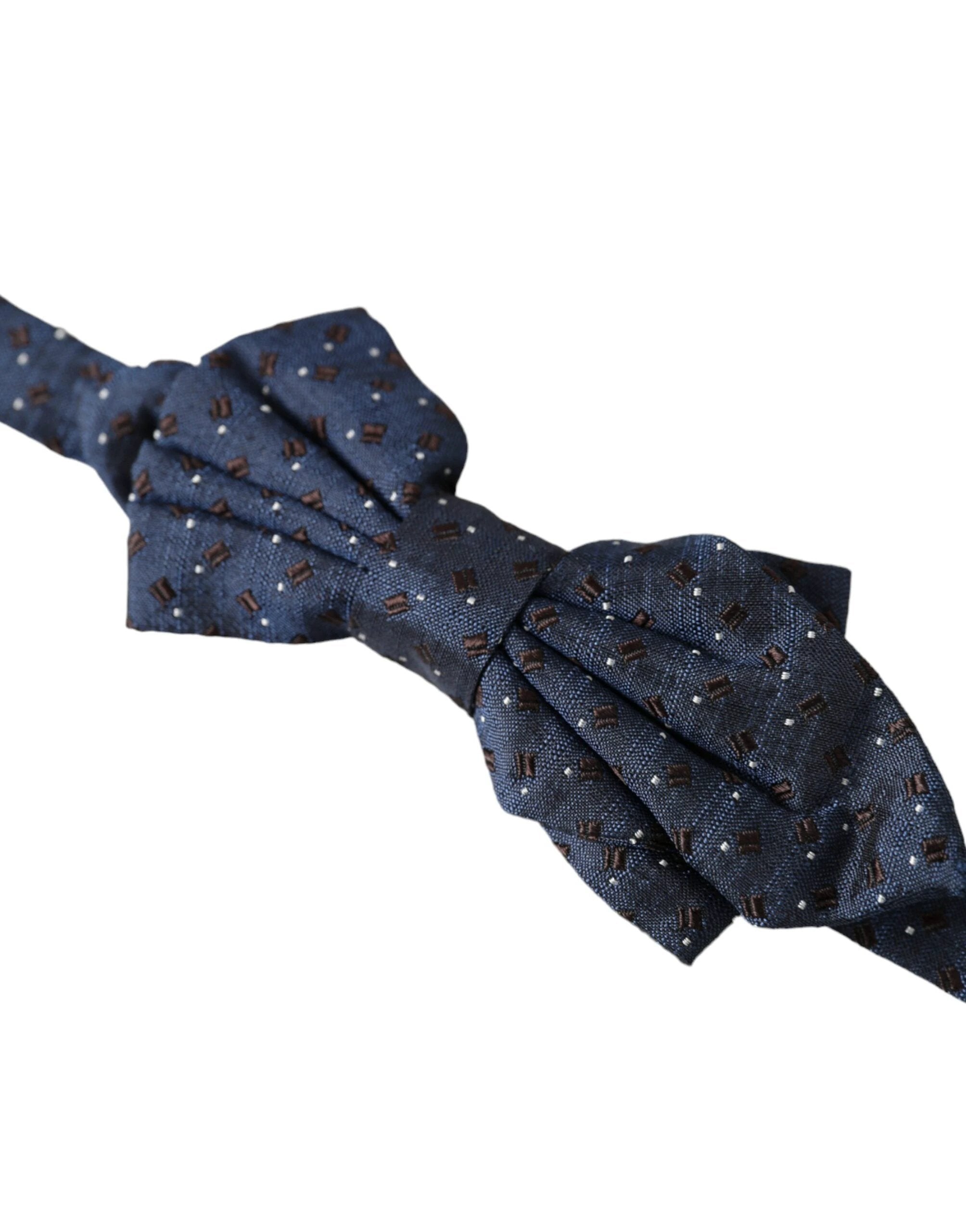 Dolce & Gabbana Navy Blue Silk Patterned Adjustable Men Papillon Bow Tie by Dolce & Gabbana