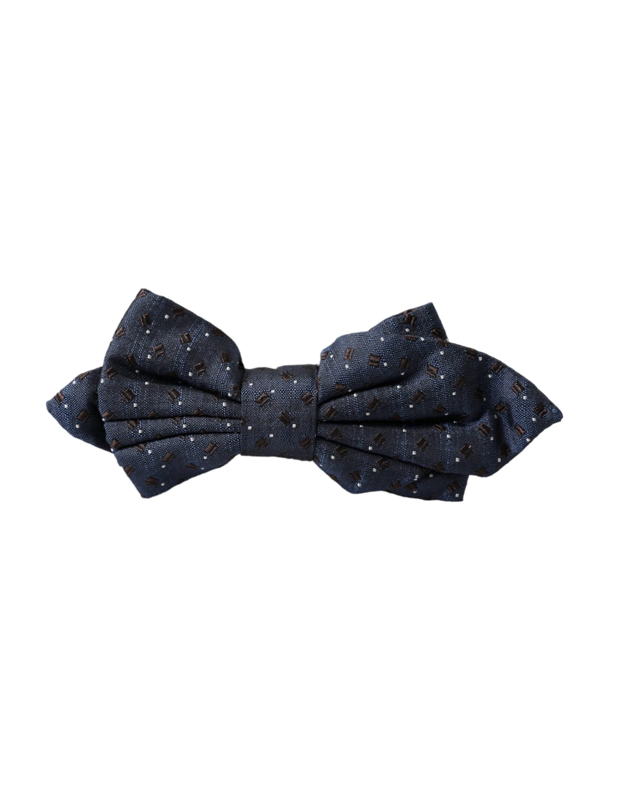Dolce & Gabbana Navy Blue Silk Patterned Adjustable Men Papillon Bow Tie by Dolce & Gabbana