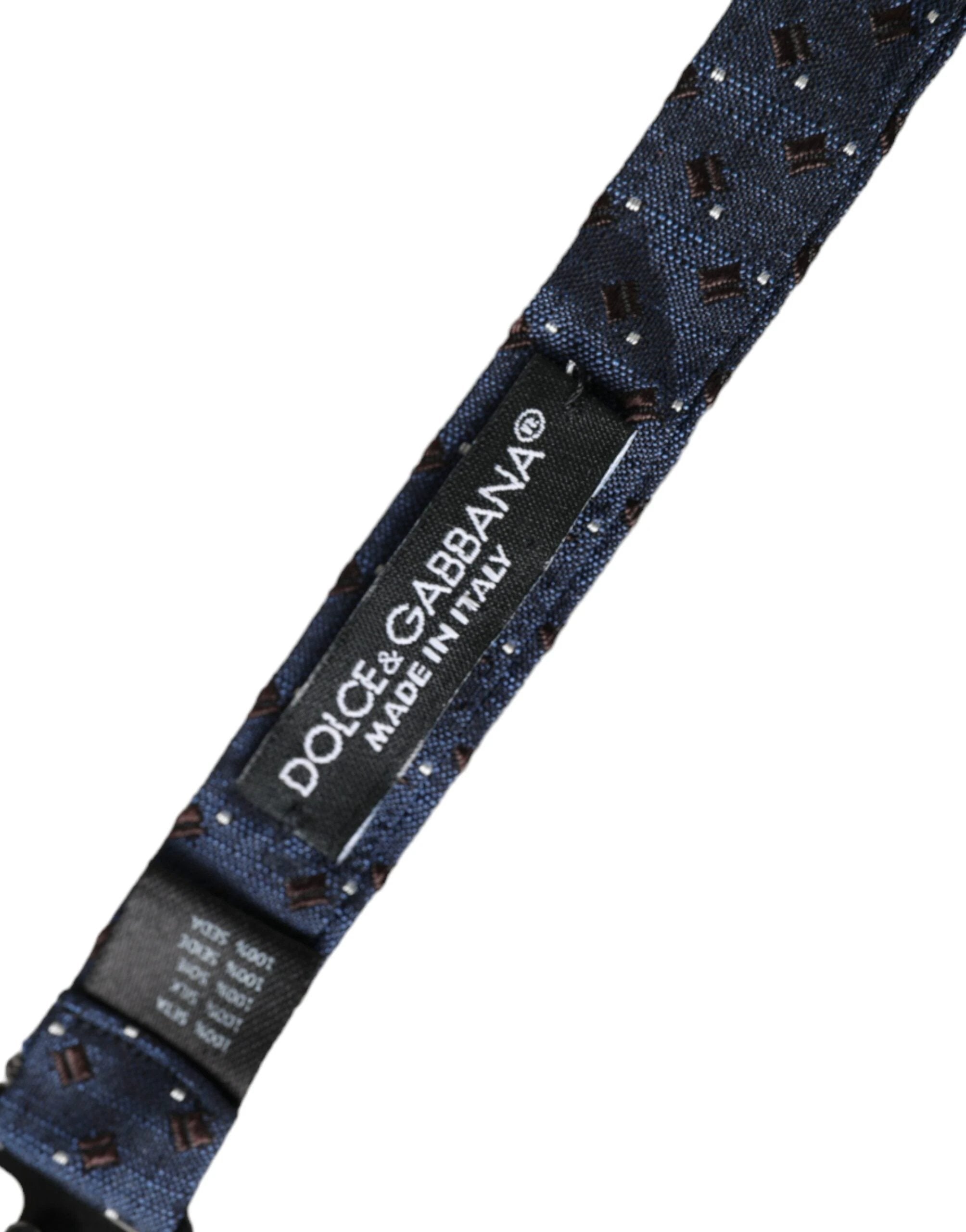 Dolce & Gabbana Navy Blue Silk Patterned Adjustable Men Papillon Bow Tie by Dolce & Gabbana